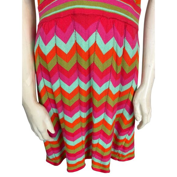 Beth Bowley Geometric Print Knit Dress Small Medium V-neck Fit & Flare Retro MCM - Picture 4 of 11